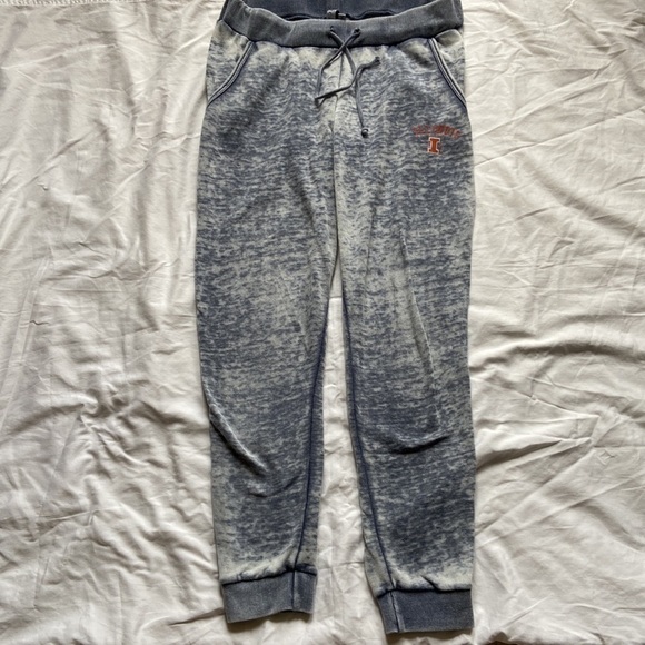 𝅺chicka-d U of I Distressed Sweat Pants Blue Sz M - Picture 3 of 11